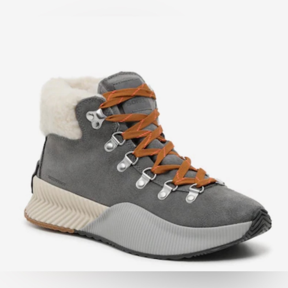 Sorel Gray Suede Hiker Boots with Tan Laces
